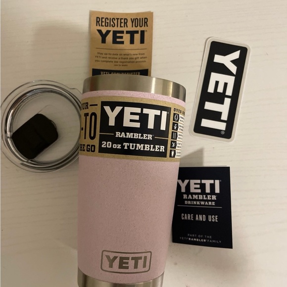 YETI Rambler 20 oz Tumbler Light Pink limited edition, textured cherry blossom - Picture 5 of 5